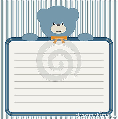 Children shower with teddy bear Vector Illustration