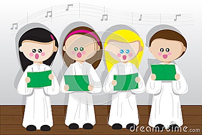 Children sing Vector Illustration