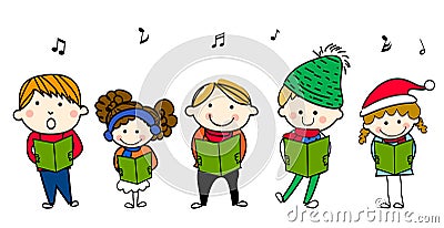 Children singing Vector Illustration