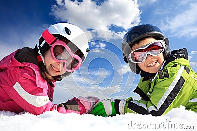 Children in ski clothing Stock Photo