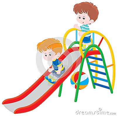 Children on a slide Vector Illustration