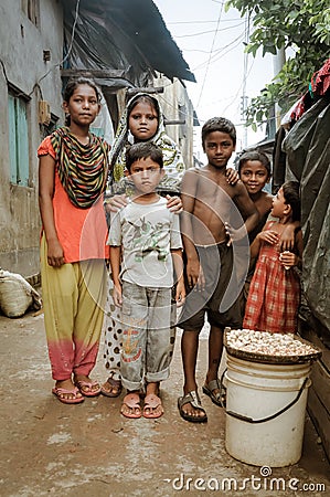 Children in slum in Bangladesh Editorial Stock Photo
