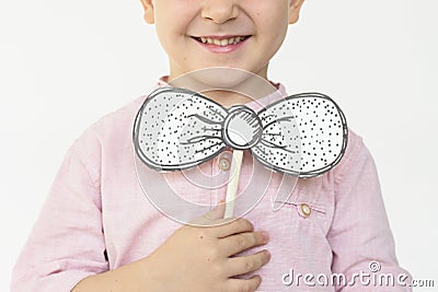 Children Smiling Playing Bow Tie Concept Stock Photo