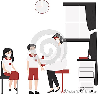 Children Student get vaccines Vector Illustration