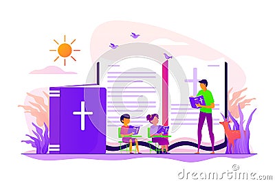 Religious summer camp concept vector illustration Vector Illustration