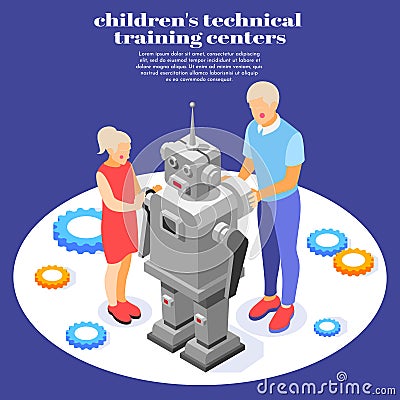 Children Technical Training Background Vector Illustration