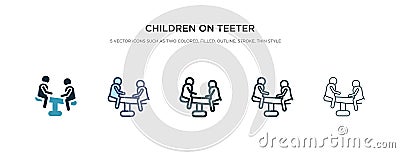 Children on teeter totter icon in different style vector illustration. two colored and black children on teeter totter vector Vector Illustration