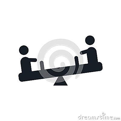 Children on teeter totter icon vector sign and symbol isolated on white background, Children on teeter totter logo concept Vector Illustration