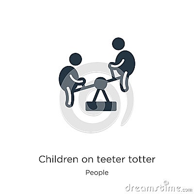 Children on teeter totter icon vector. Trendy flat children on teeter totter icon from people collection isolated on white Vector Illustration