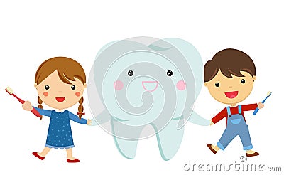 Children and teeth Vector Illustration