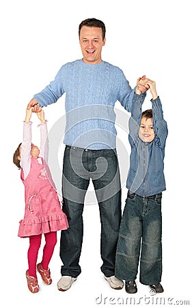 Children to keep for hands of father Stock Photo