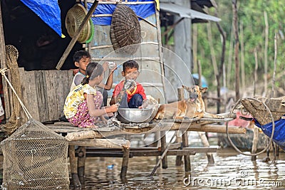 Children, Tonle Sap, Cambodia Stock Photo