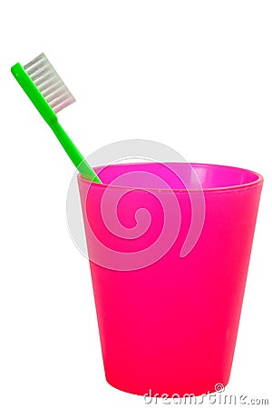 Children toothbrush and cup Stock Photo