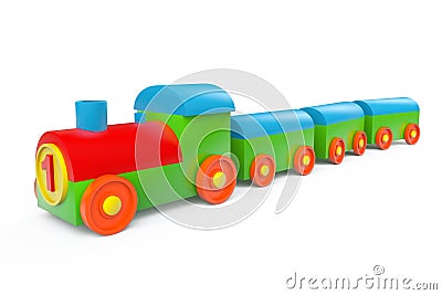 Children toy multicolor plastic train Stock Photo