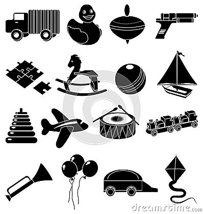 Children toys icons set Vector Illustration