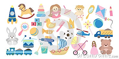 Children toys set. Vector Illustration