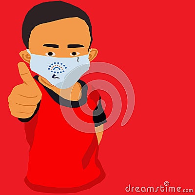 Children use white masks to maintain health, vector illustrator Vector Illustration