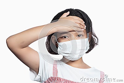 Children wear germ prevention masks Stock Photo