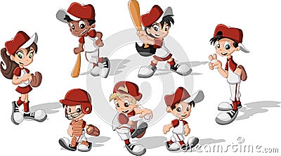 Children wearing baseball uniform Vector Illustration