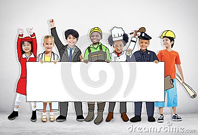 Children Wearing Future Job Uniforms Stock Photo