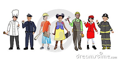 Children Wearing Future Job Uniforms Stock Photo