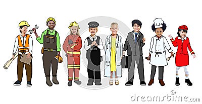 Children Wearing Future Job Uniforms Stock Photo