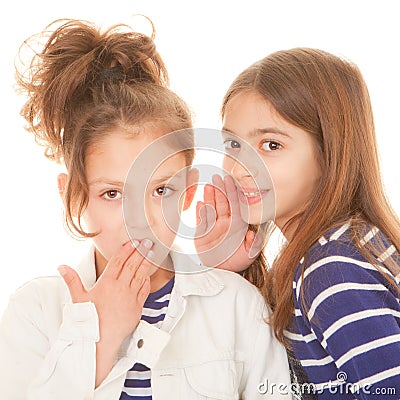 Children whispering secrets Stock Photo