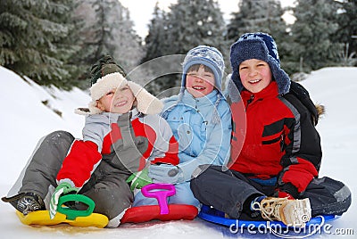 Children winter portrait Stock Photo