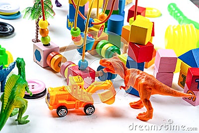 Children wood block colorful use for development skill Stock Photo