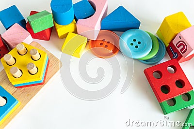 Children wood block colorful use for development skill Stock Photo