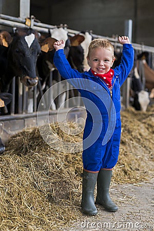 Children work on the farm Stock Photo