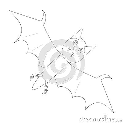 Childrens coloring books, Oval elongated bat in brown color, Halloween Vector Illustration