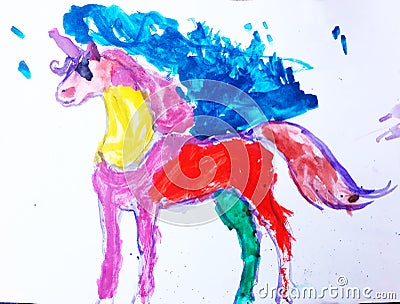 Children. & x27;s drawing unicorn Stock Photo