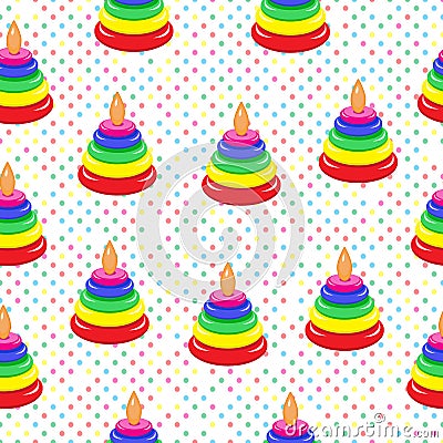 Children's pyramid seamless texture, toy background, wallpaper. Vector illustration Vector Illustration