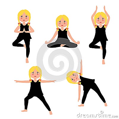 Children yoga vector set Vector Illustration