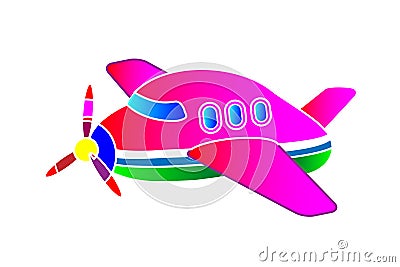 Childrens application, illustration the pink plane. Running legs by clouds. Vector Vector Illustration