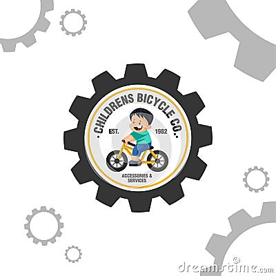 Childrens bicycle accessories and services vector mascot logo Vector Illustration