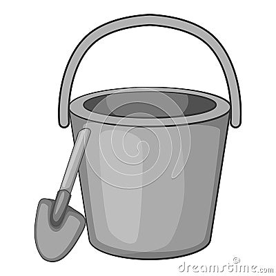 Childrens bucket with shovel icon Vector Illustration