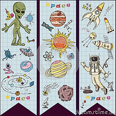 Childrens colored drawings_5_on the space theme, science and the emergence of life on earth, in the style of Doodle Vector Illustration