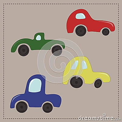 Childrens colorful cartoon cars Vector Illustration