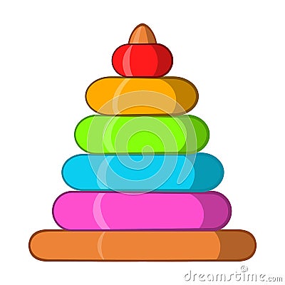 Childrens colorful pyramid icon, cartoon style Vector Illustration