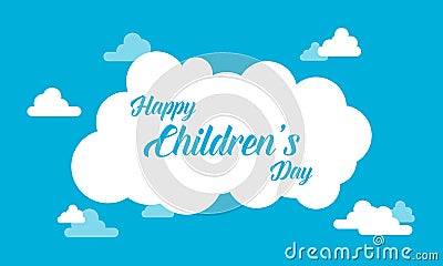 Childrens day with cloud background Vector Illustration