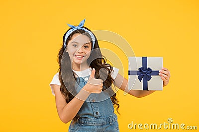 Childrens day. This is for you. Celebrate birthday. Kid birthday gift. Extra bonus. Grateful for good gift. Surprise and Stock Photo