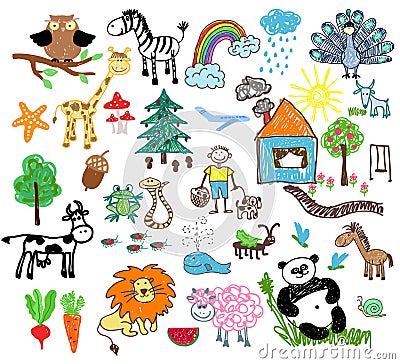 Childrens drawings Vector Illustration