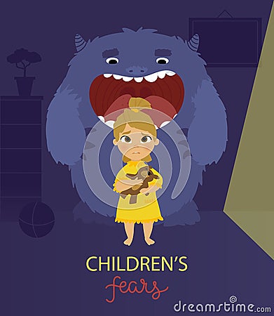 Childrens fears poster Vector Illustration