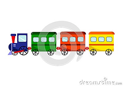 Childrens illustration of a toy train with carriages Vector Illustration