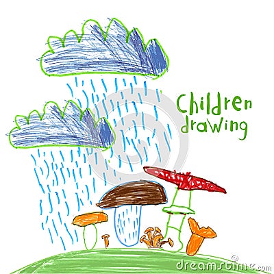 Childrens naive drawing Stock Photo