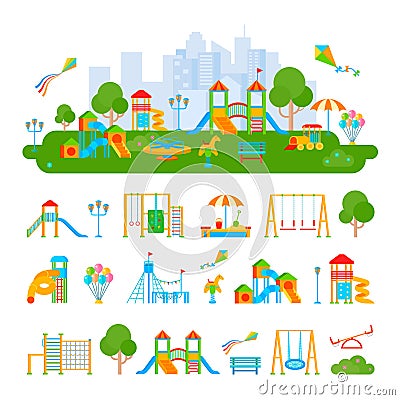 Childrens Playground Constructor Composition Vector Illustration