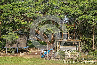 Childrens Playground In a Country Backyard Stock Photo