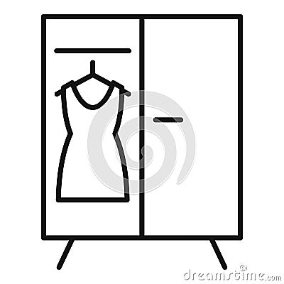 Childrens room dressing wardrobe icon, outline style Vector Illustration